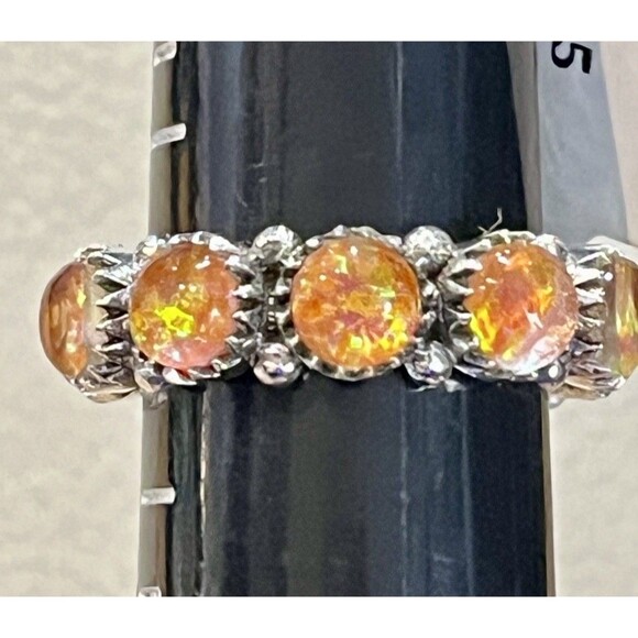 AURORA OPAL Southwestern Sterling Silver Infinity Ring Sz 8 - Picture 8 of 11